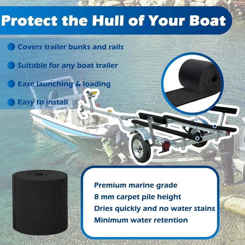 PROLEE Boat Trailer Bunk Carpet Extra Thick,50FT x 12in Marine Trailer Bunk Carpets 25oz, Marine Carpet, Boat Carpet Waterproof, Trailer Bunk Padding for Boats, Jet Ski, 5/16 Inch - Image 5